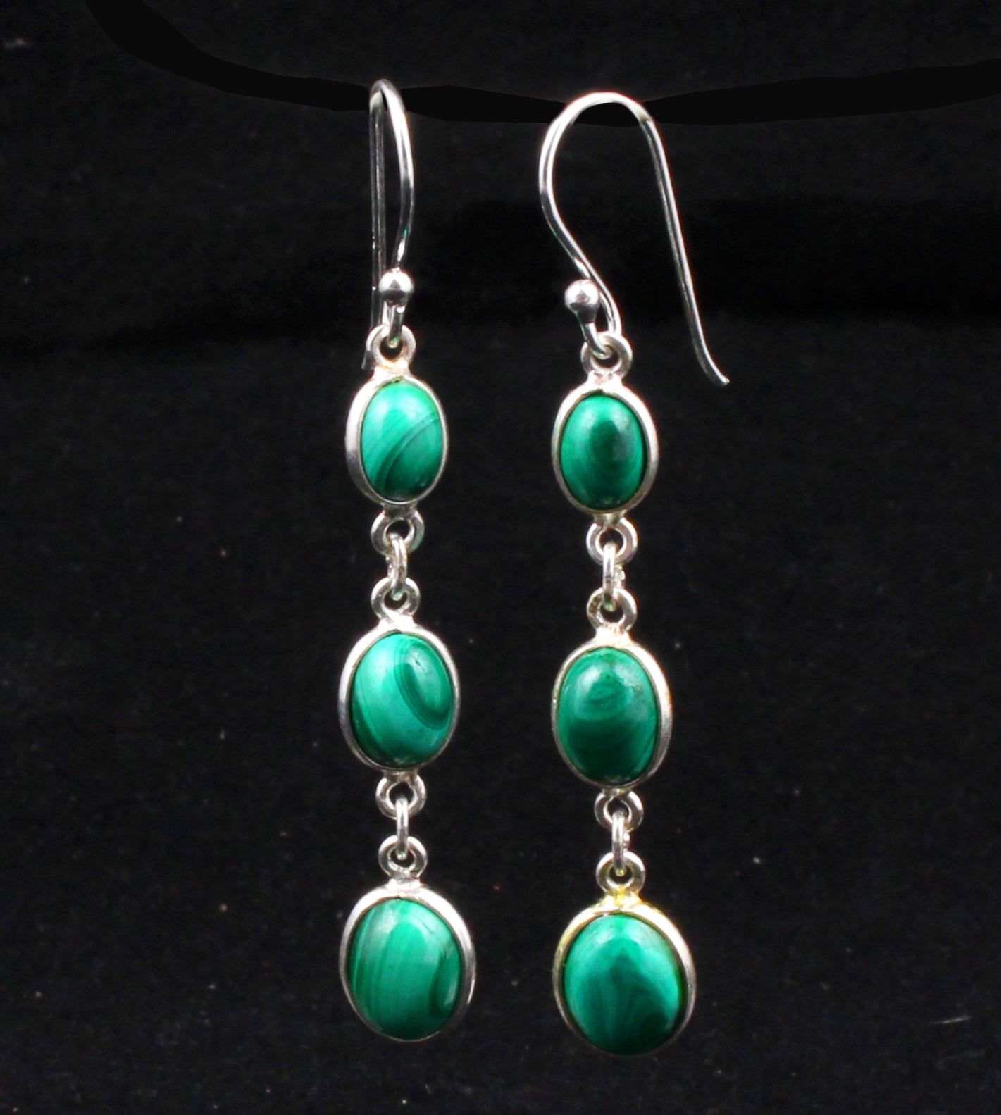 Green Malachite Earrings in 925 Sterling Silver Handmade Gemstone Jewelry
