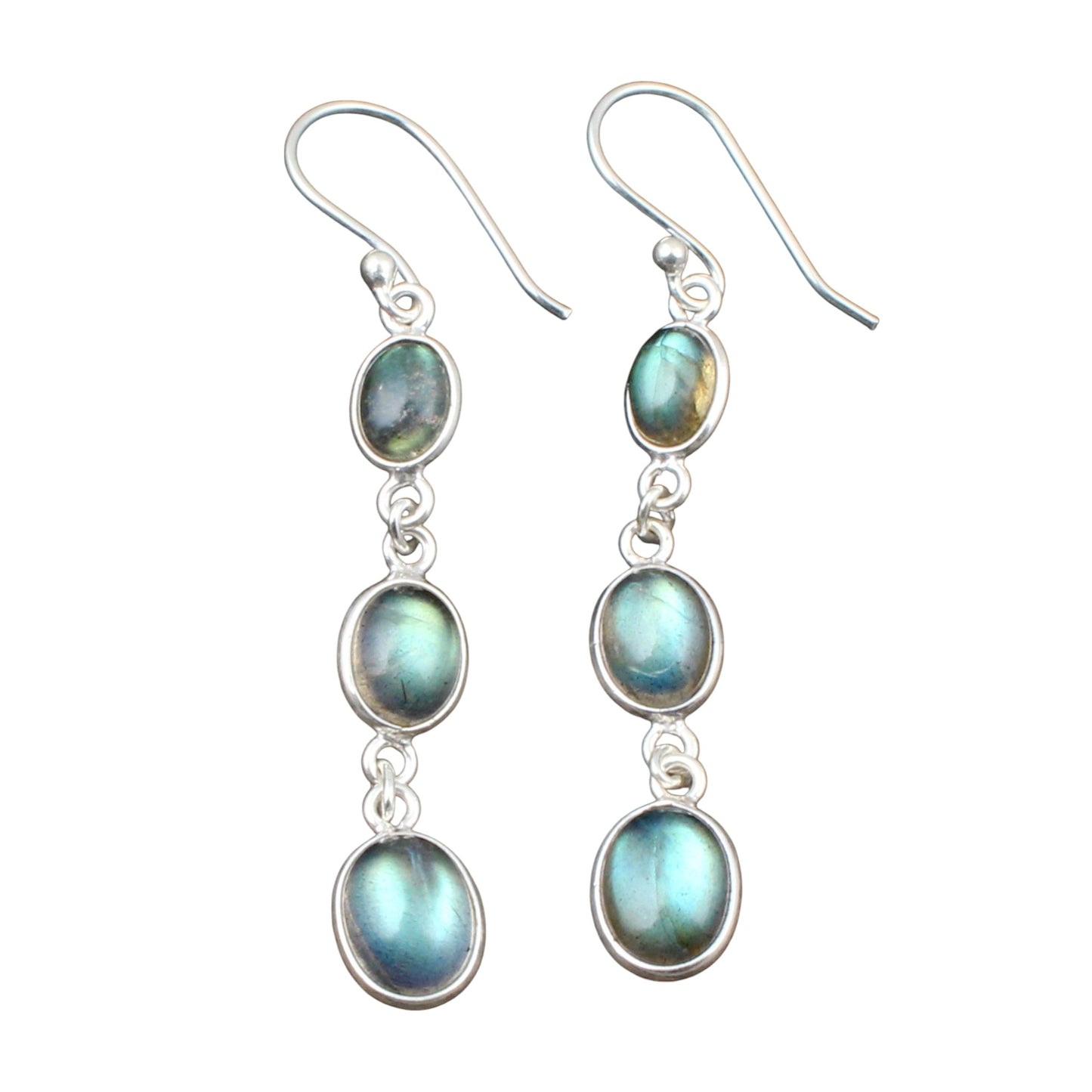 Labradorite Earrings in 925 Sterling Silver Handcrafted Loose Gemstone Jewelry