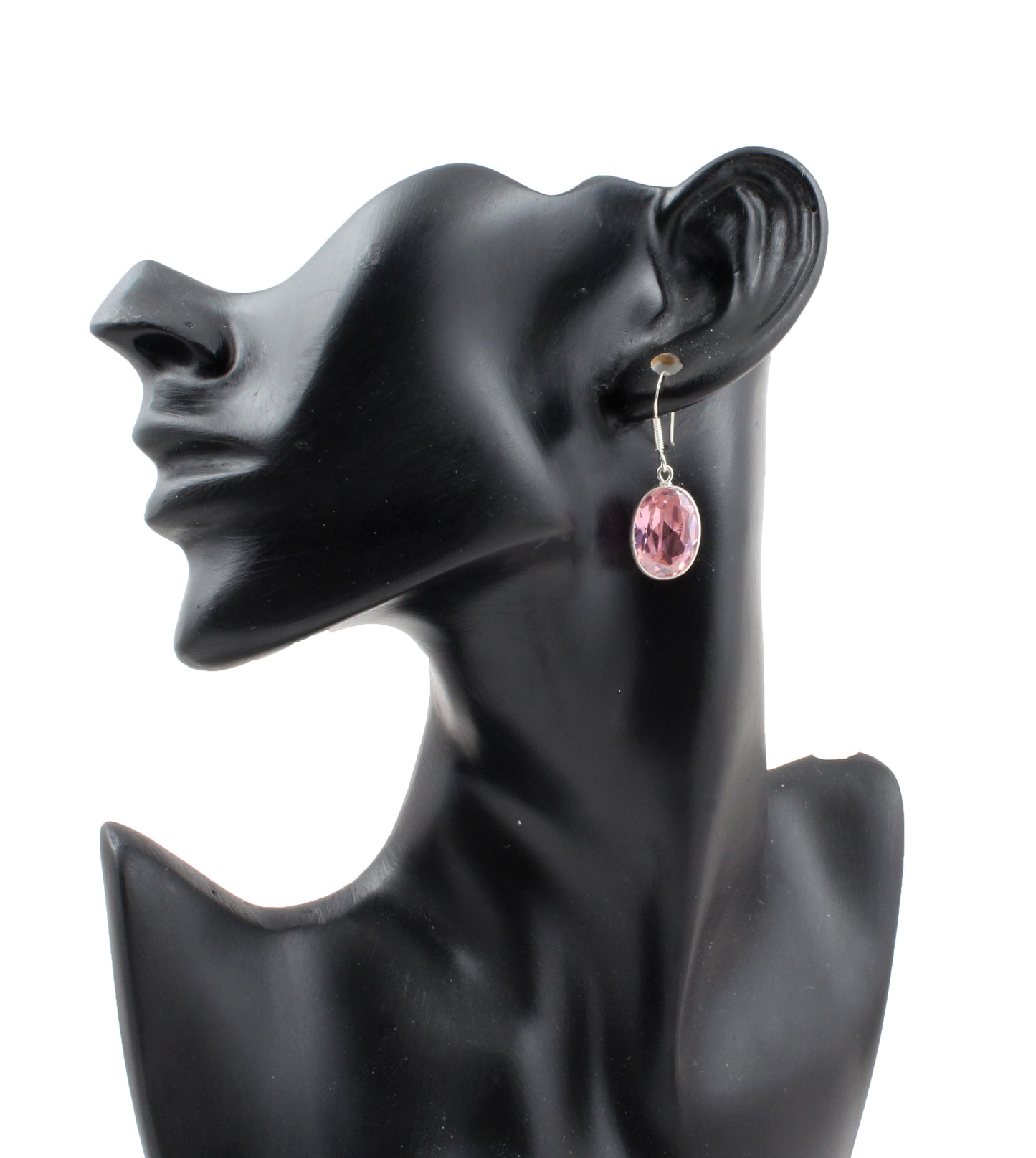 Pink Zircon 925 Sterling Silver Earrings Handmade Dangle Faceted Oval Shape Gemstone Earrings