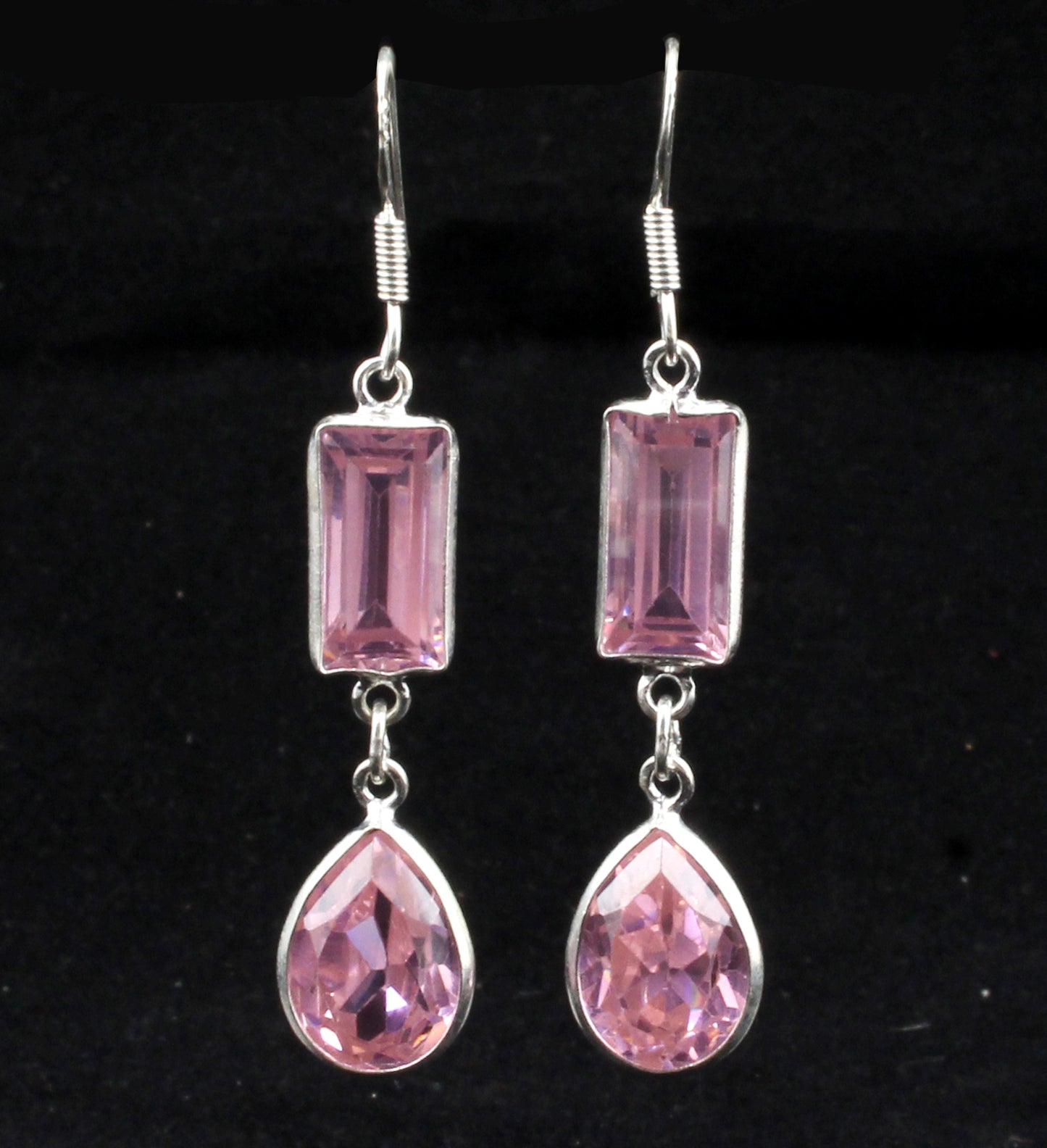 Pink Zircon Earrings in 925 Sterling Silver Handmade Faceted Gemstone Earrings