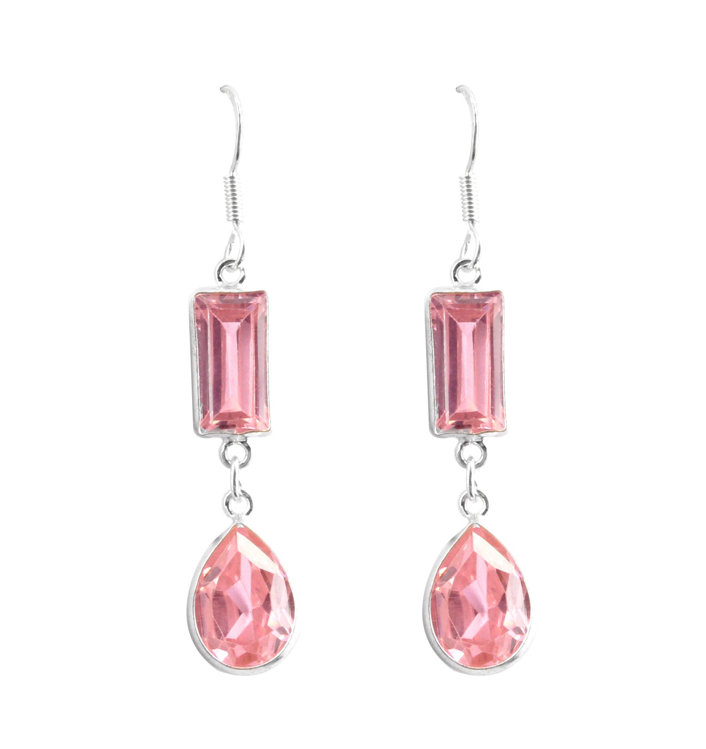 Pink Zircon Earrings in 925 Sterling Silver Handmade Faceted Gemstone Earrings