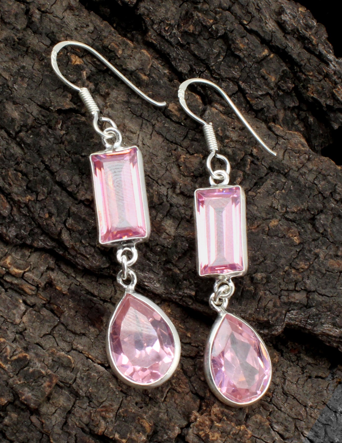 Pink Zircon Earrings in 925 Sterling Silver Handmade Faceted Gemstone Earrings