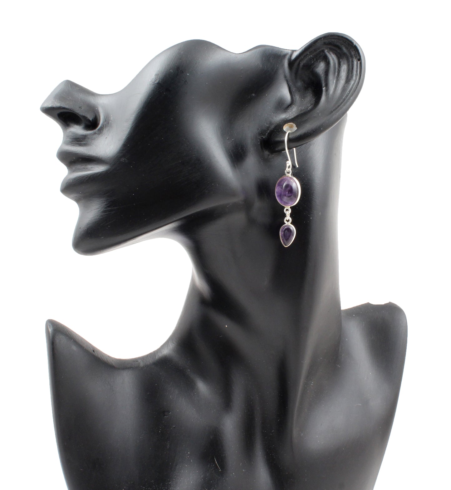 Amethyst Cabochon Earrings 925 Sterling Silver Handmade Jewelry