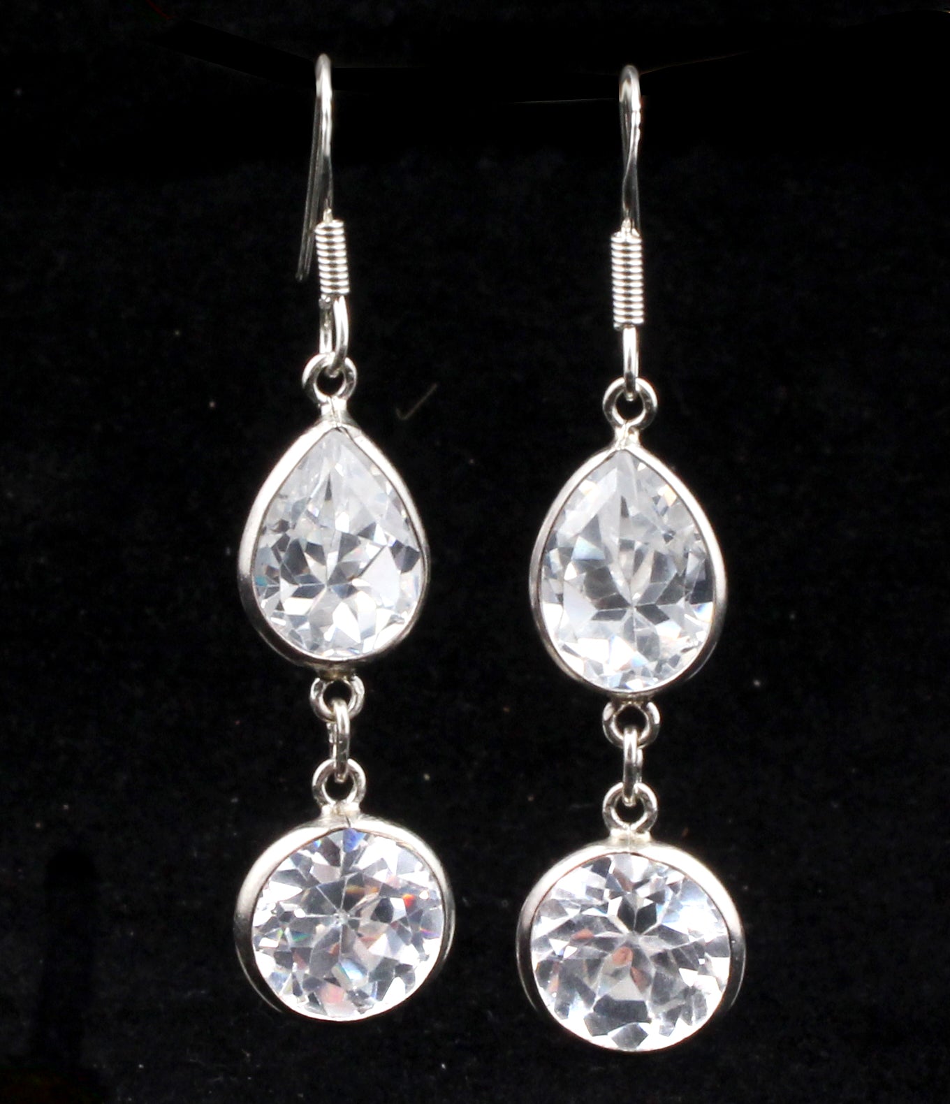 Dainty Cubic Zirconia Silver Dangle Earrings 925 Sterling Silver Jewelry