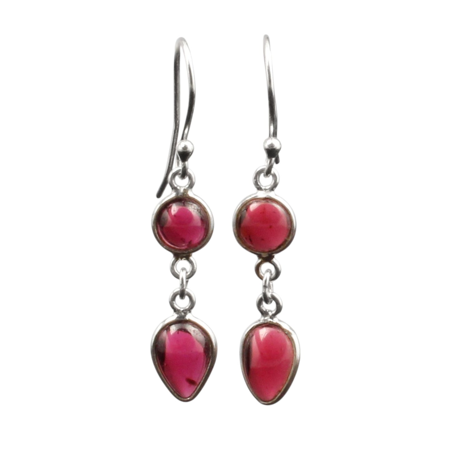 Red Garnet Earrings in 925 Sterling Silver Handmade Dangle Gemstone Jewelry