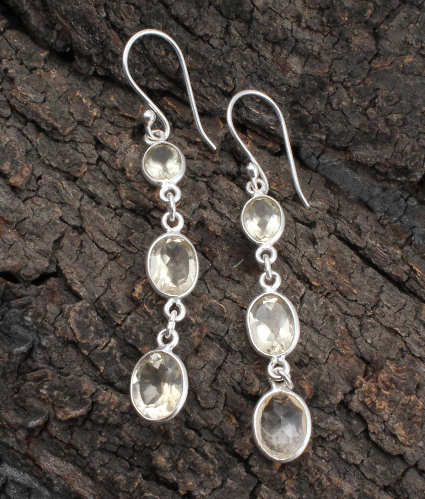 Yellow Citrine Earrings in 925 Sterling Silver Handmade Dangle Gemstone Jewelry