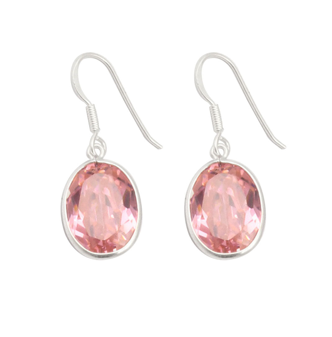 Pink Zircon 925 Sterling Silver Earrings Handmade Dangle Faceted Oval Shape Gemstone Earrings