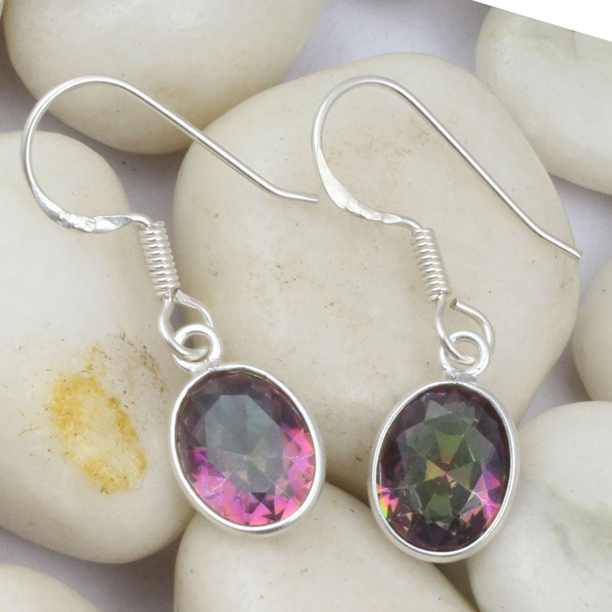 Mystic Topaz 925 Sterling Silver Earrings Handmade 925 Sterling Silver Dangle Earrings