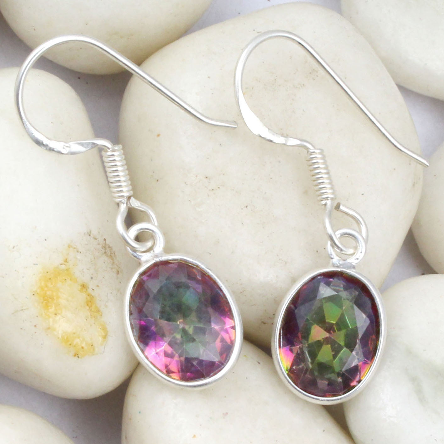 Mystic Topaz 925 Sterling Silver Earrings Handmade 925 Sterling Silver Dangle Earrings