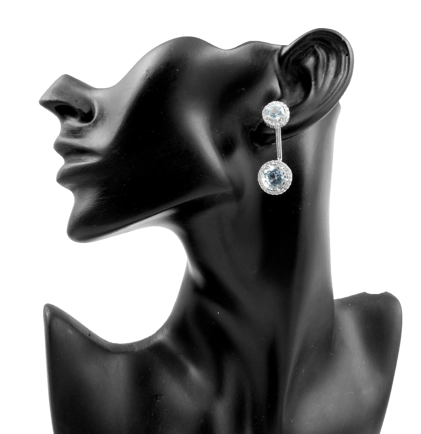Natural Blue Topaz with CZ 925 Sterling Silver Cluster Earrings