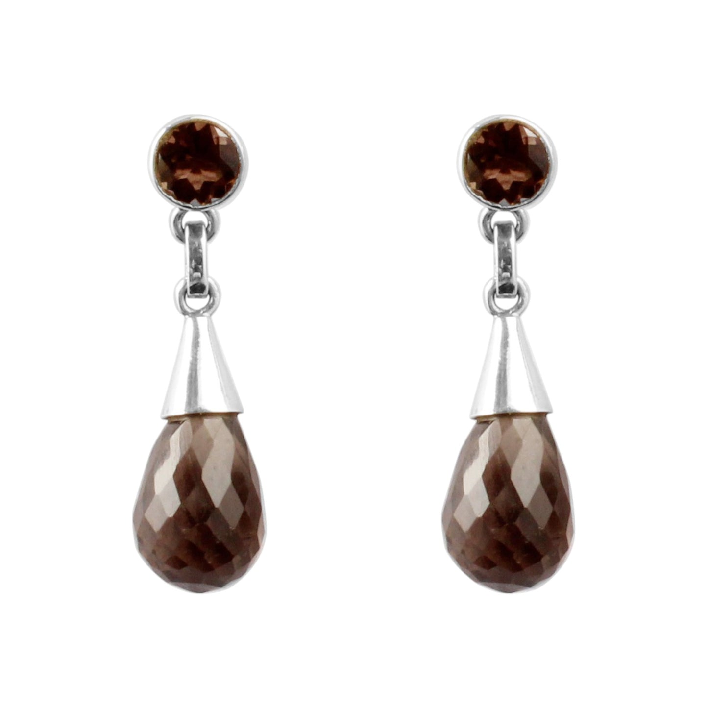 Smoky Quartz Dangle Earrings in 925 Sterling Silver Handmade Gemstone Jewelry