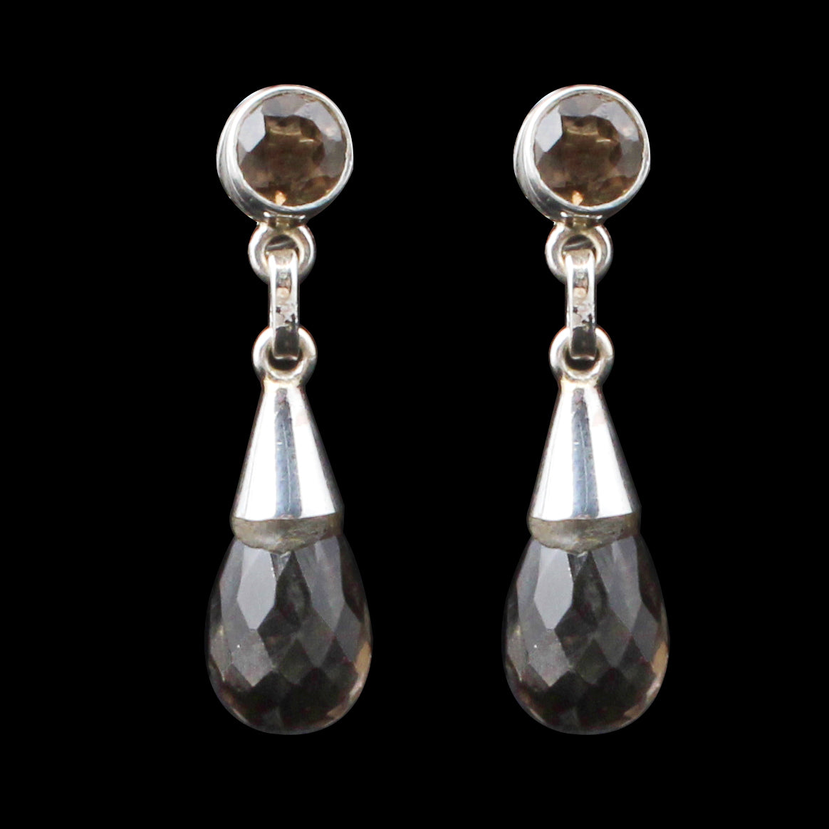Smoky Quartz Dangle Earrings in 925 Sterling Silver Handmade Gemstone Jewelry