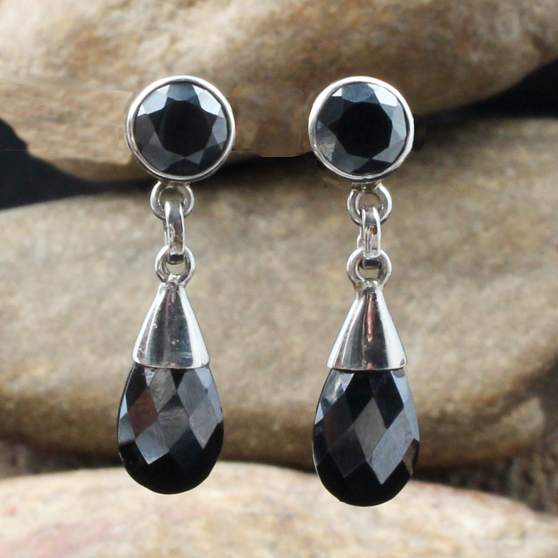 Natural Hematite Earrings Handmade 925 Sterling Silver Jewelry