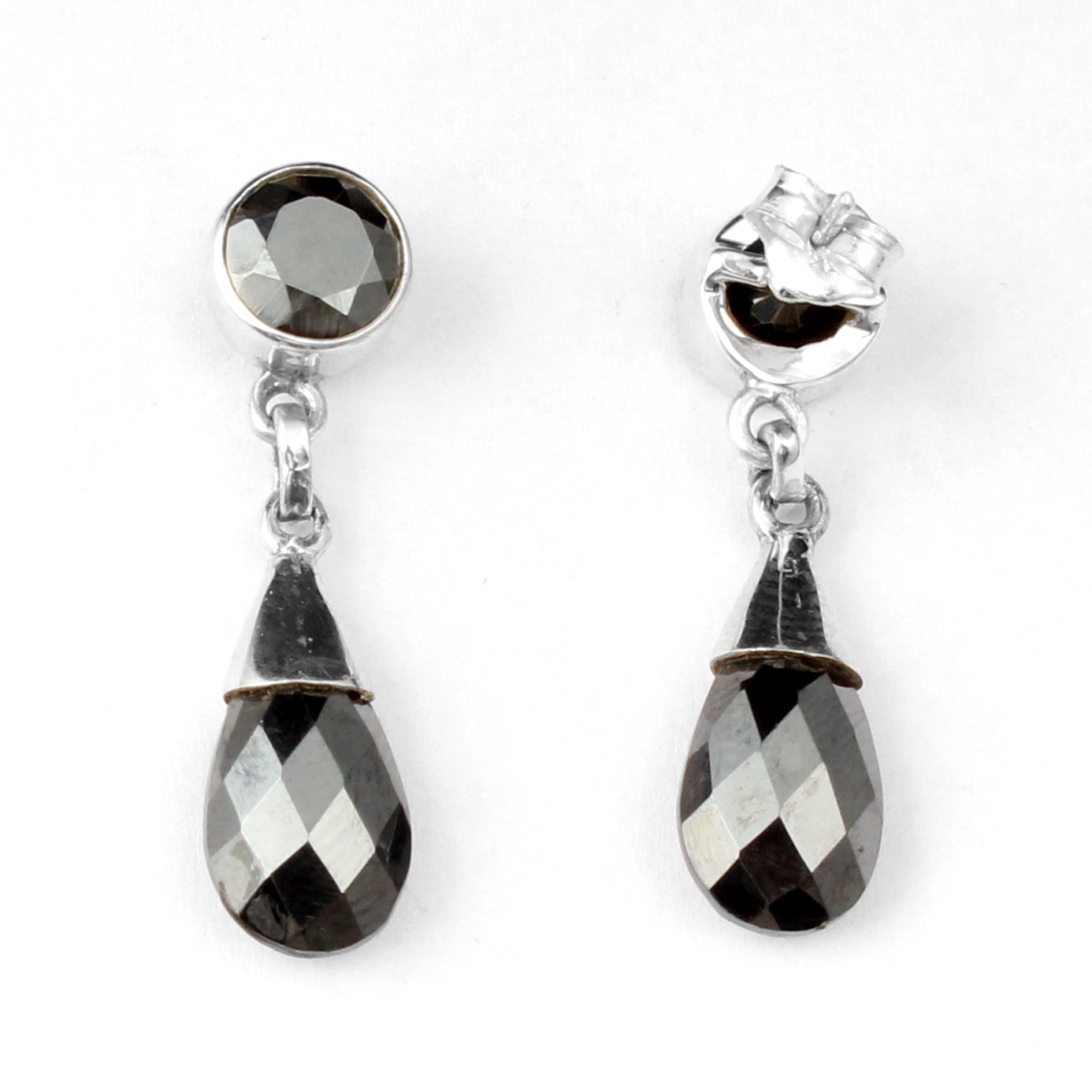 Natural Hematite Earrings Handmade 925 Sterling Silver Jewelry
