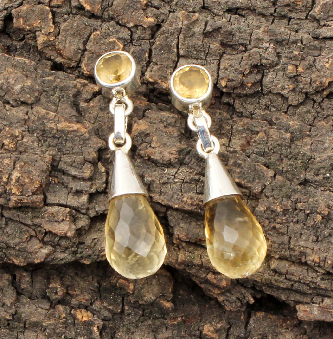Natural Citrine Dangle Earrings in 925 Sterling Silver Handmade Drop Loose Gemstone Earrings