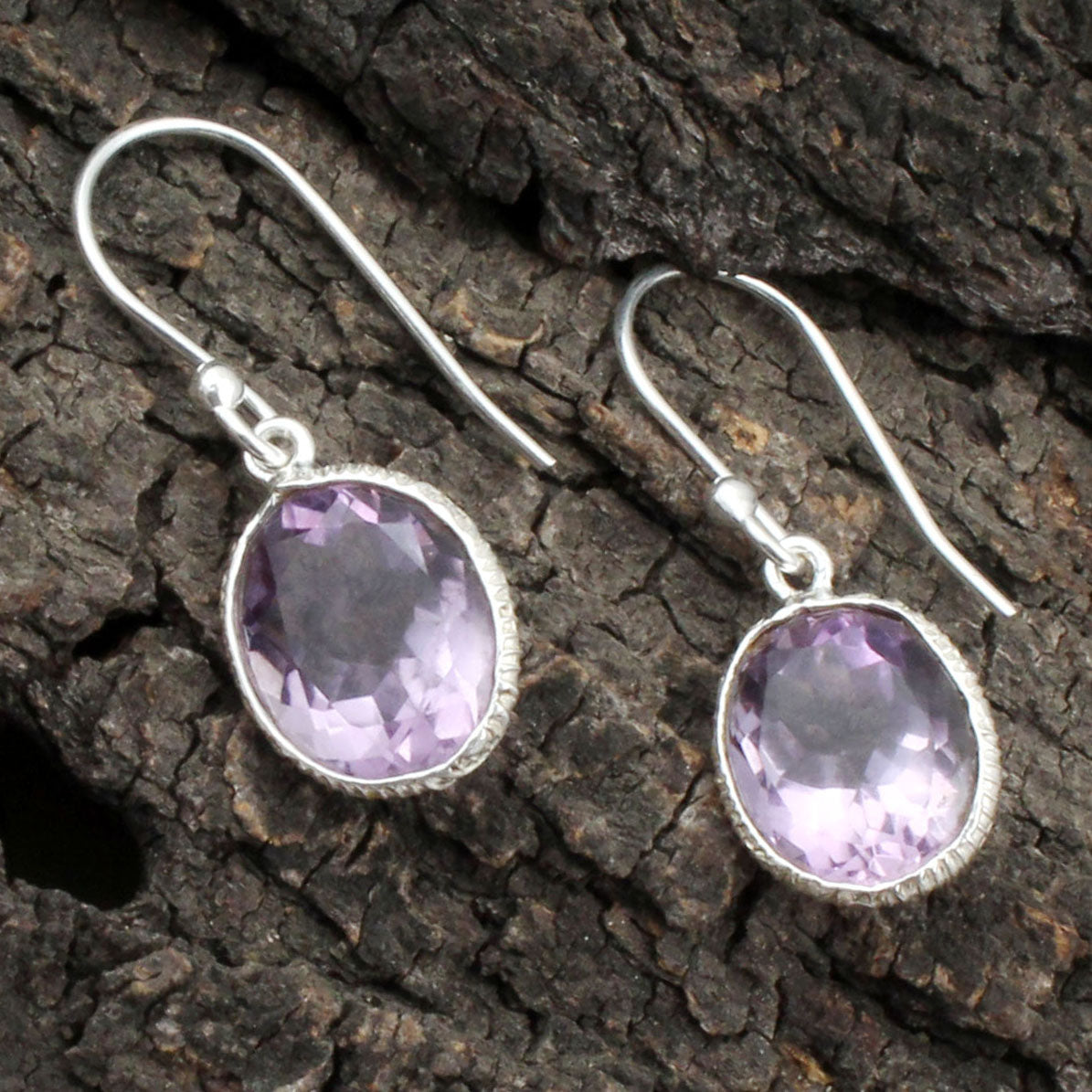 Amethyst 925 Sterling Silver Designer Bezel Set Earrings Handmade Dangle Faceted Gemstone Earrings