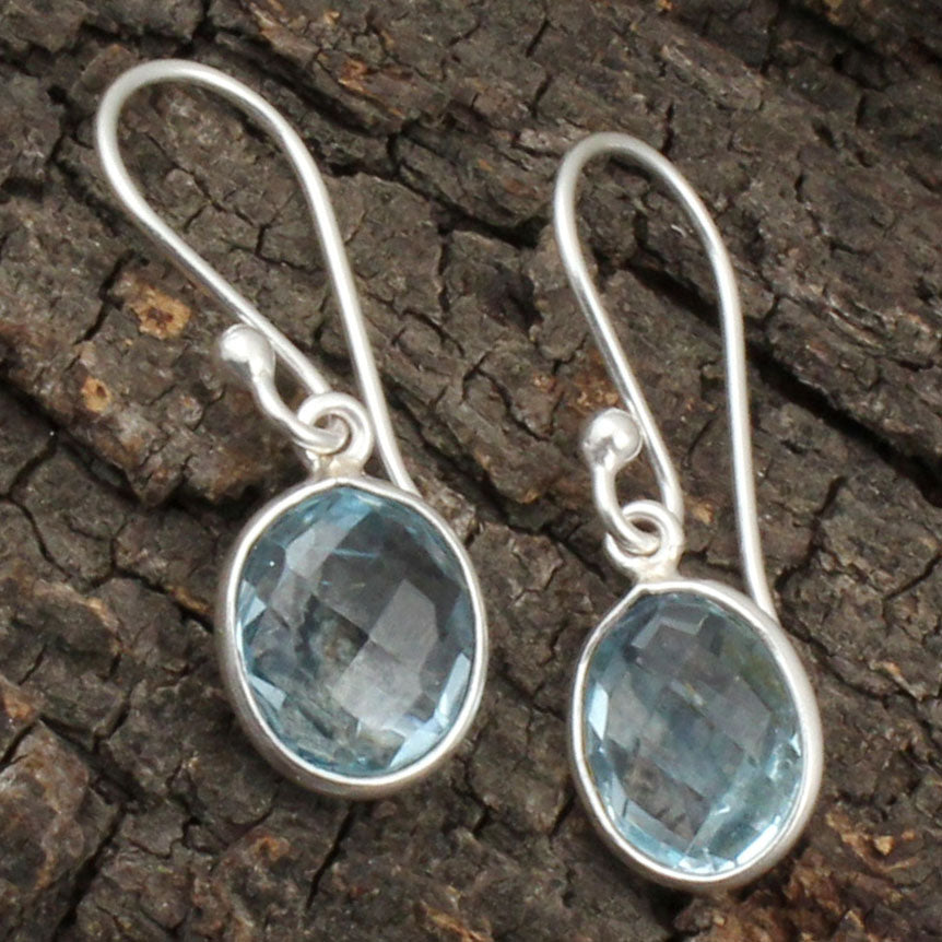 Blue Topaz 925 Sterling Silver Earrings December Birhtstone Jewelry