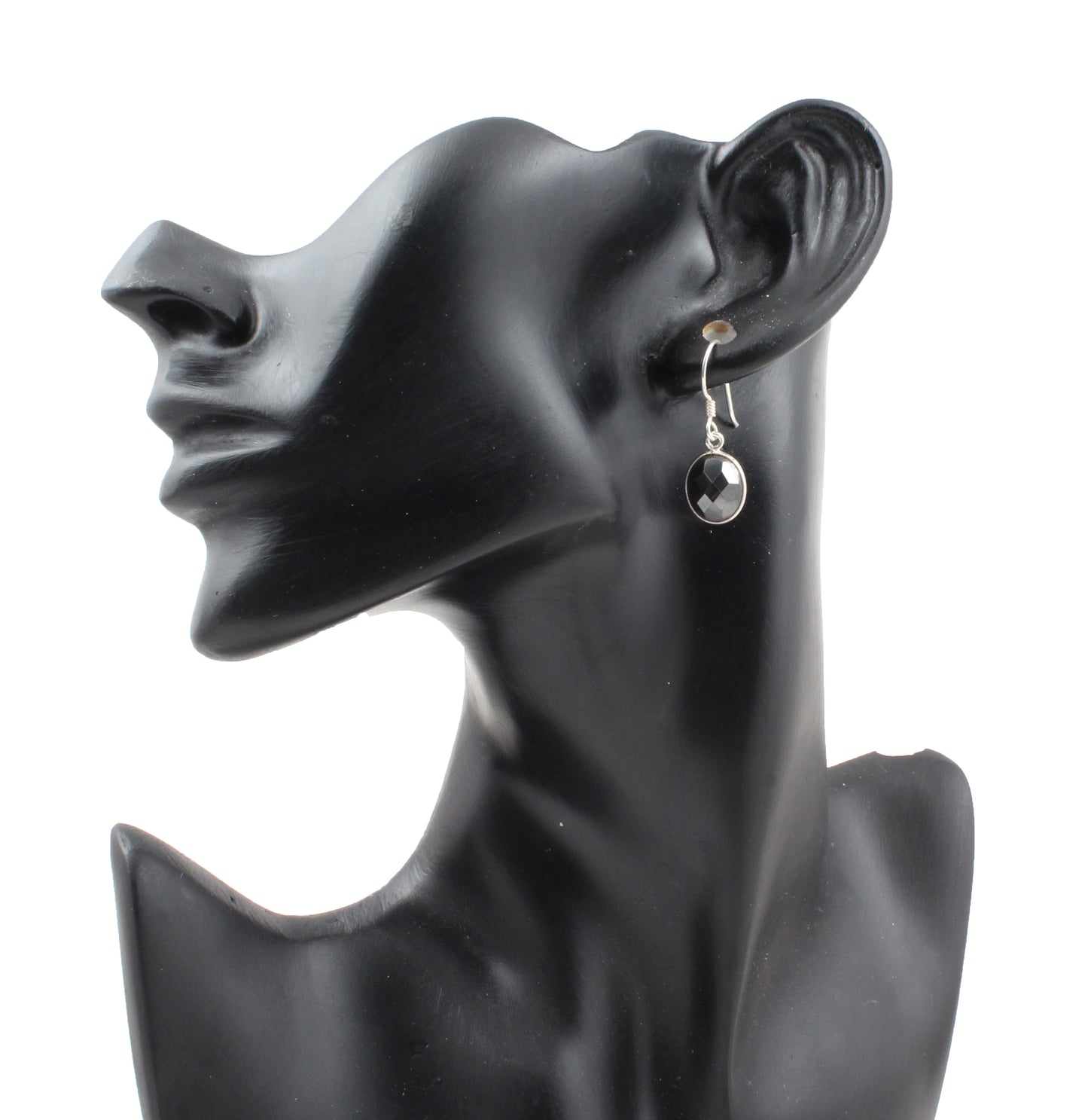 Hematite Earrings 925 Sterling Silver Jewelry Oval Shape Checker Cut Gemstone Dangle Earrings