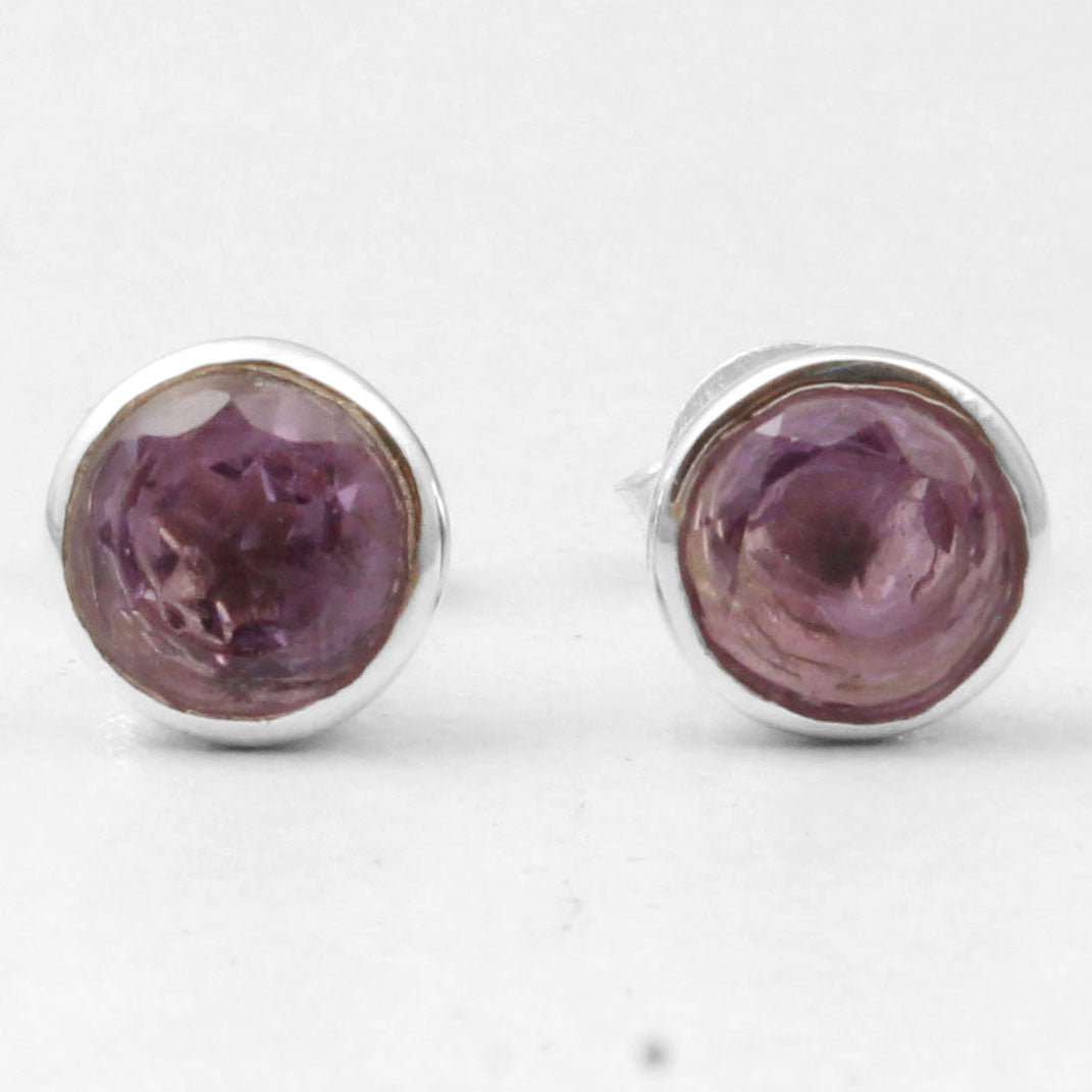 Natural Amethyst Studs Earrings 925 Sterling Silver Birthstone Studs Minimalist Jewelry