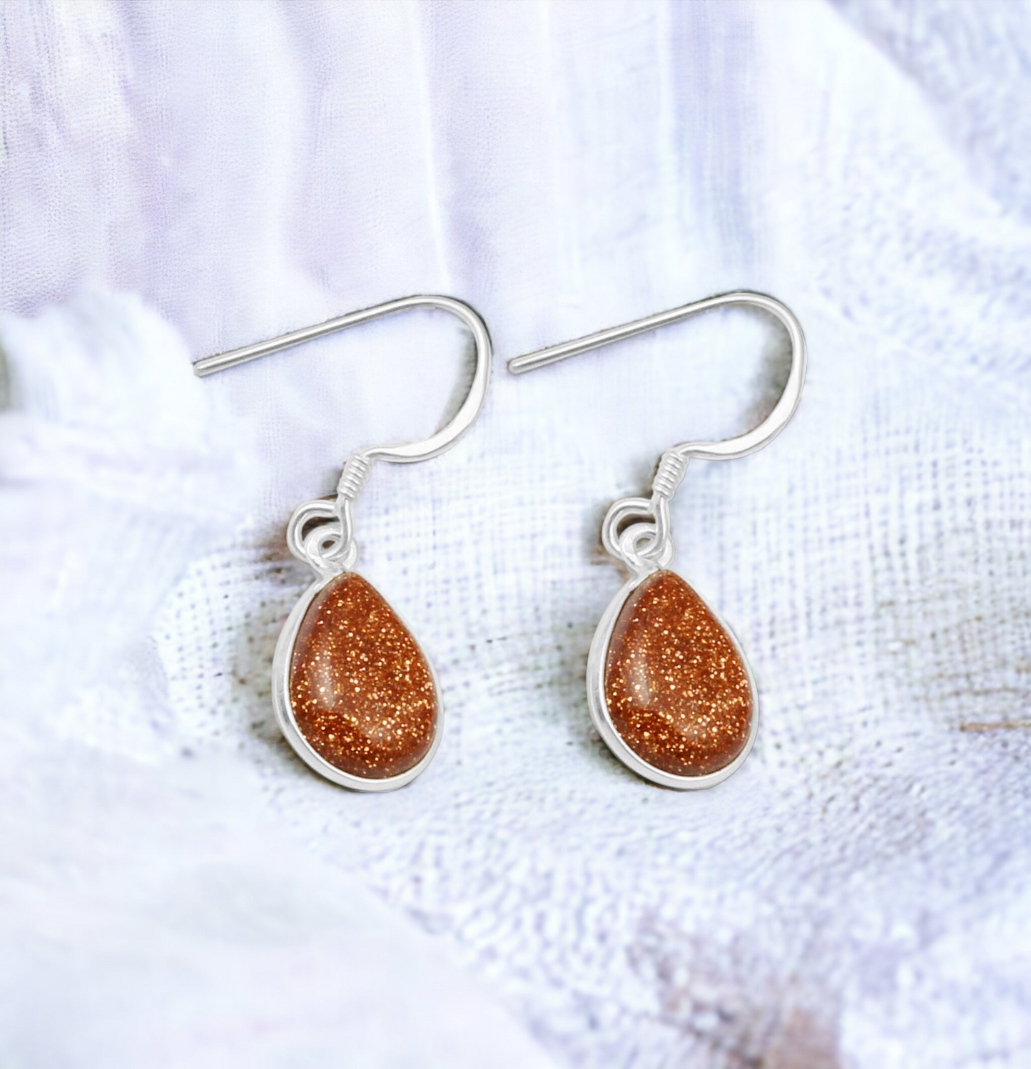 Sandstone 925 Sterling Silver Earrings Golden Sunstone Earrings Pear Shape Bezel Earring