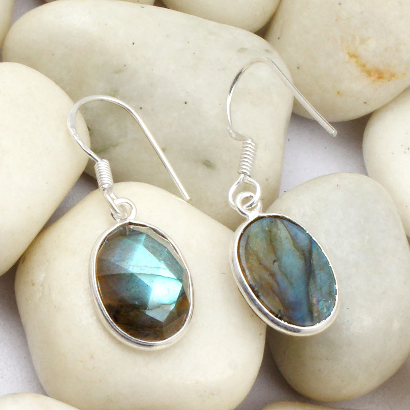 Checker Cut Labradorite Earrings 925 Silver Dangle & Drop Earring Labradorite Jewelry Earrings For Women