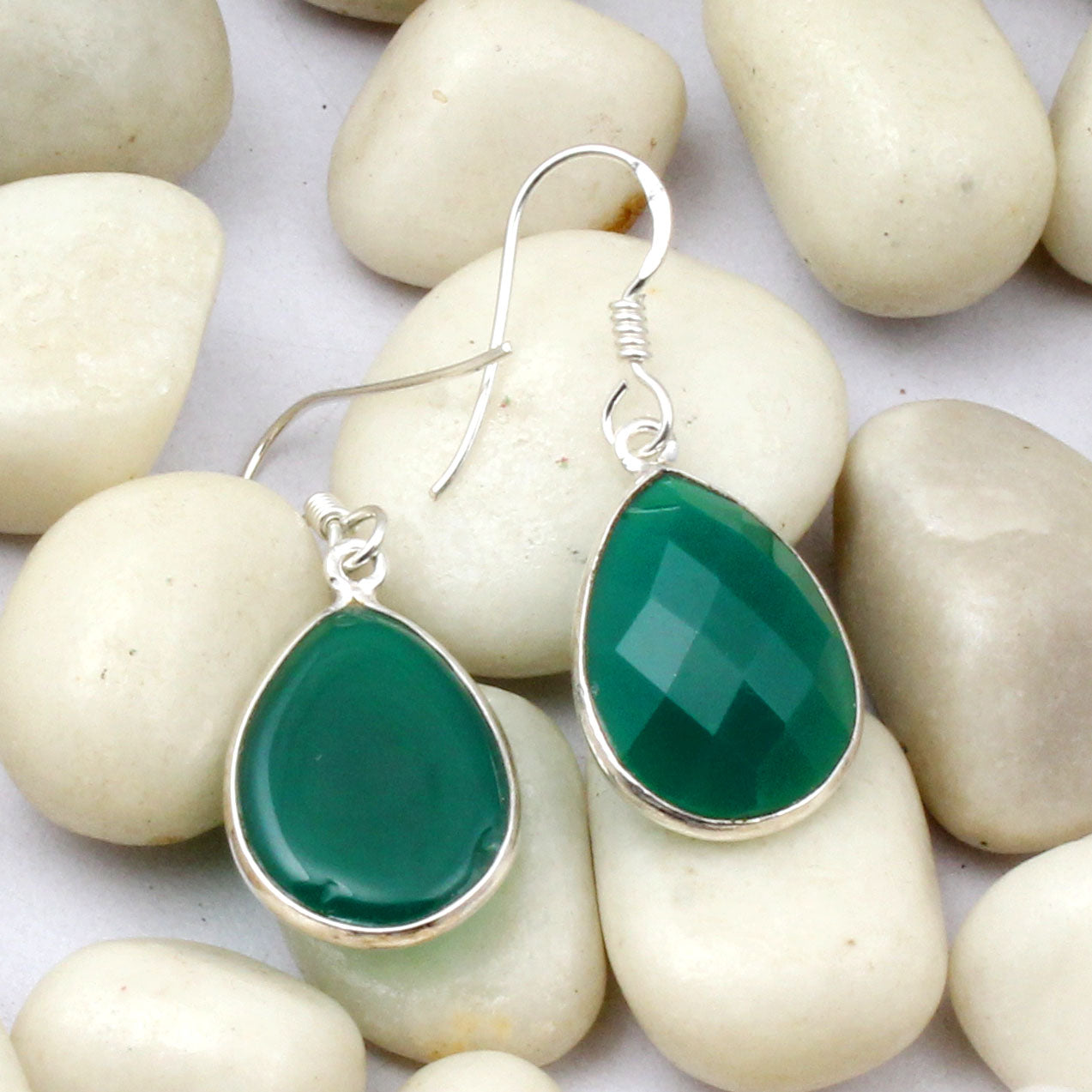 Green Onyx Earrings 925 Sterling Silver Dangle & Drop Earrings for Women