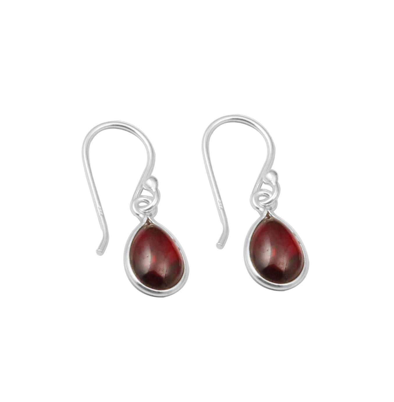 925 Sterling Silver Red Garnet Gemstone Handmade Bezel Earrings