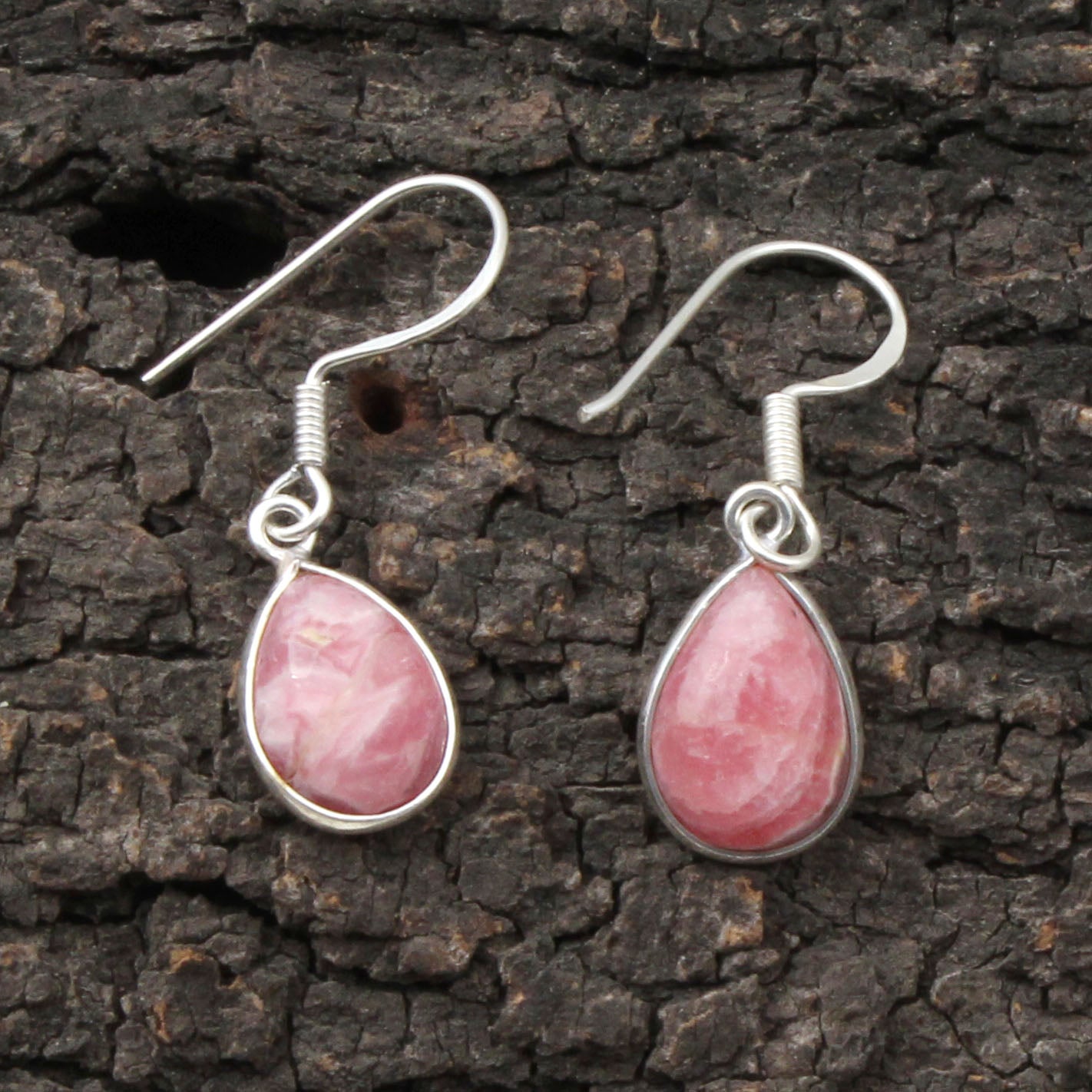 Rhodochrosite Earrings 925 Sterling Silver Boho Earring Pear Shape Gemstone Handmade Jewelry