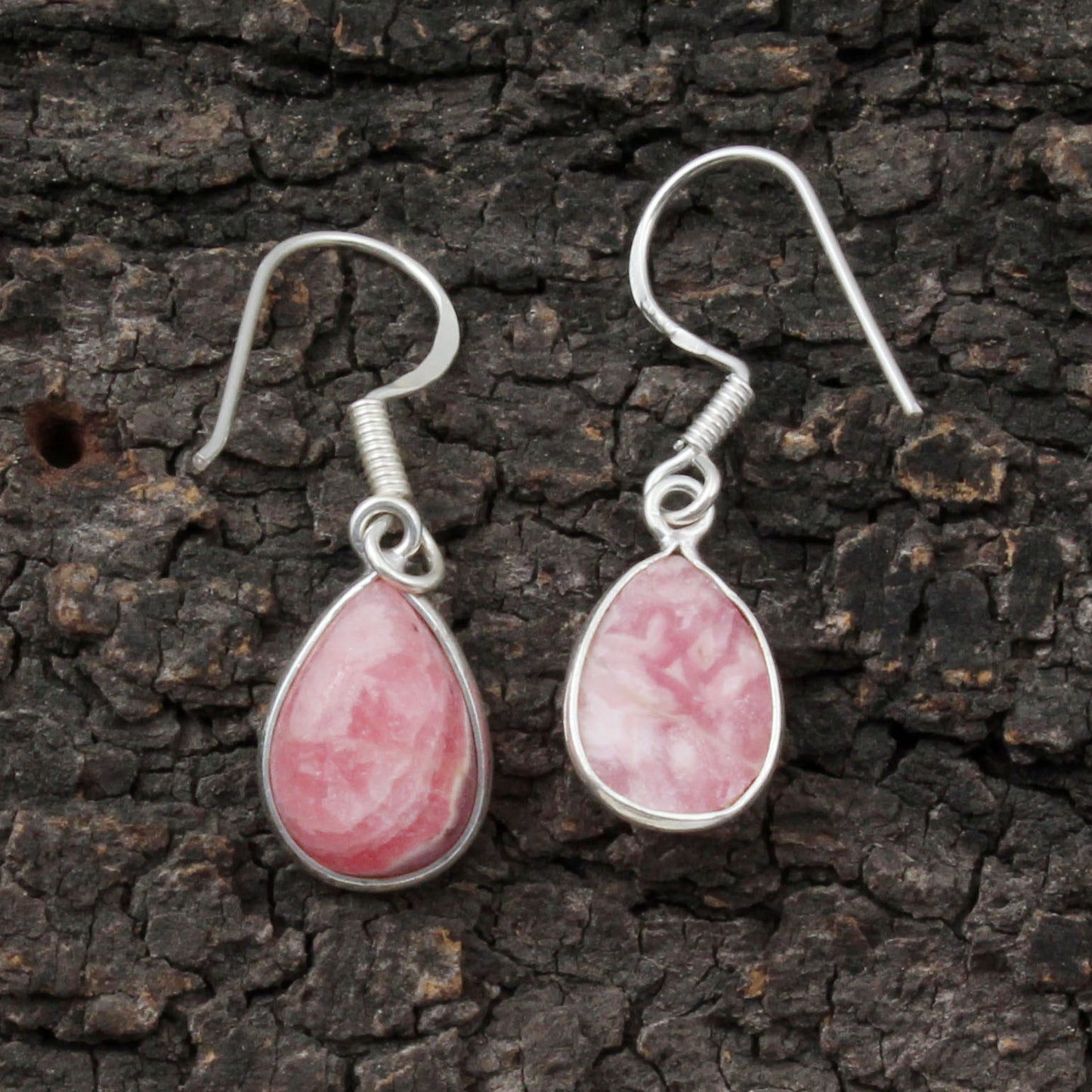 Rhodochrosite Earrings 925 Sterling Silver Boho Earring Pear Shape Gemstone Handmade Jewelry