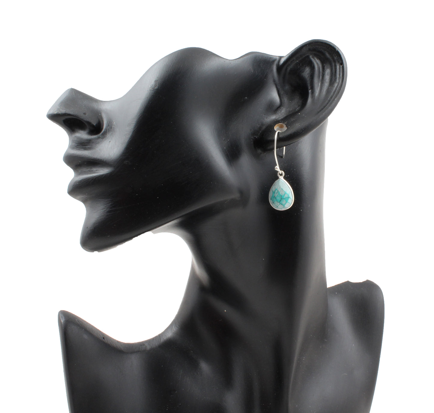 Teardrop Turquoise Gemstone Dangle 925 Sterling Silver Birthstone Earrings