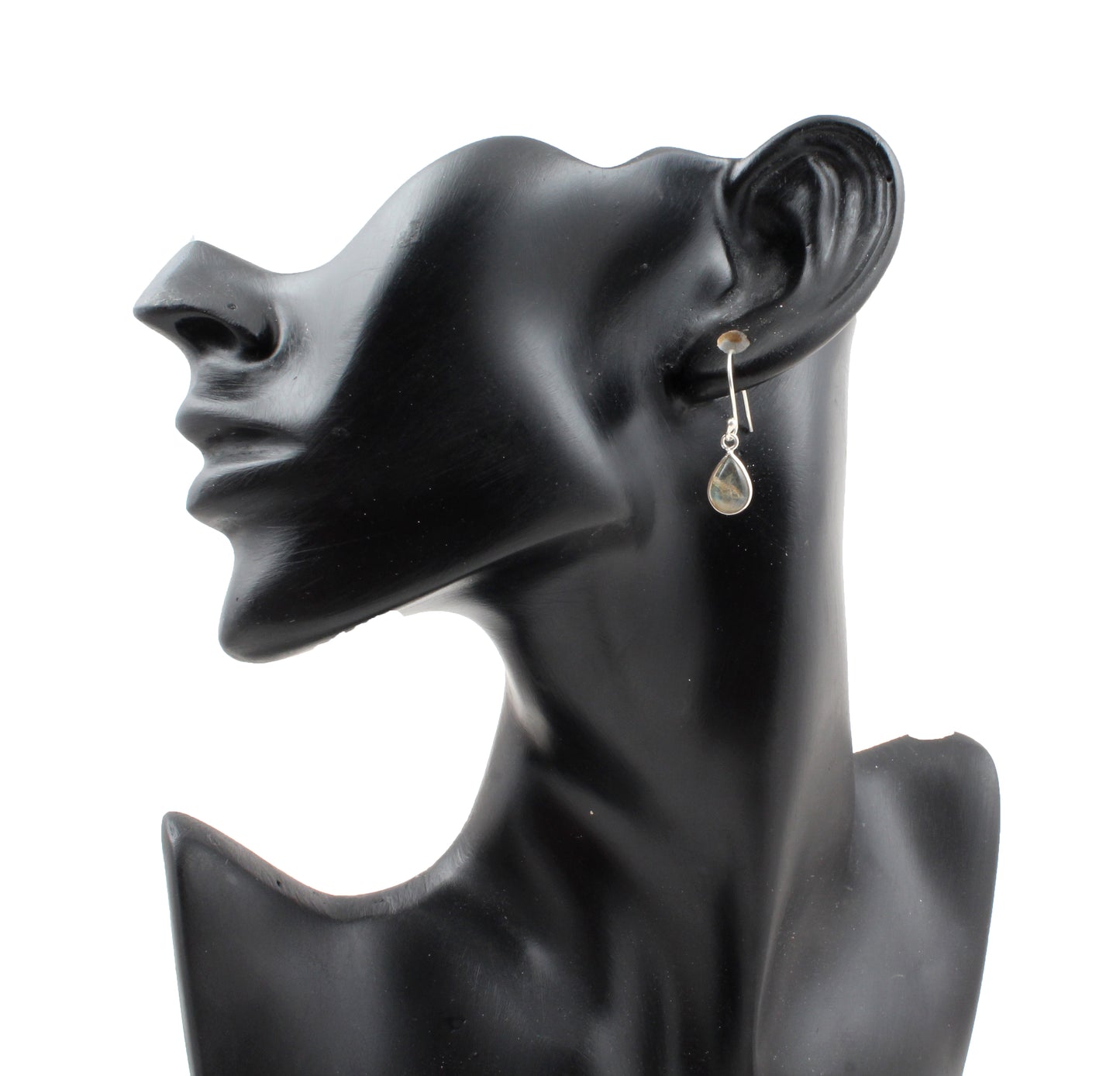 Natural Labradorite Pear Shape Earrings with 925 Sterling Silver