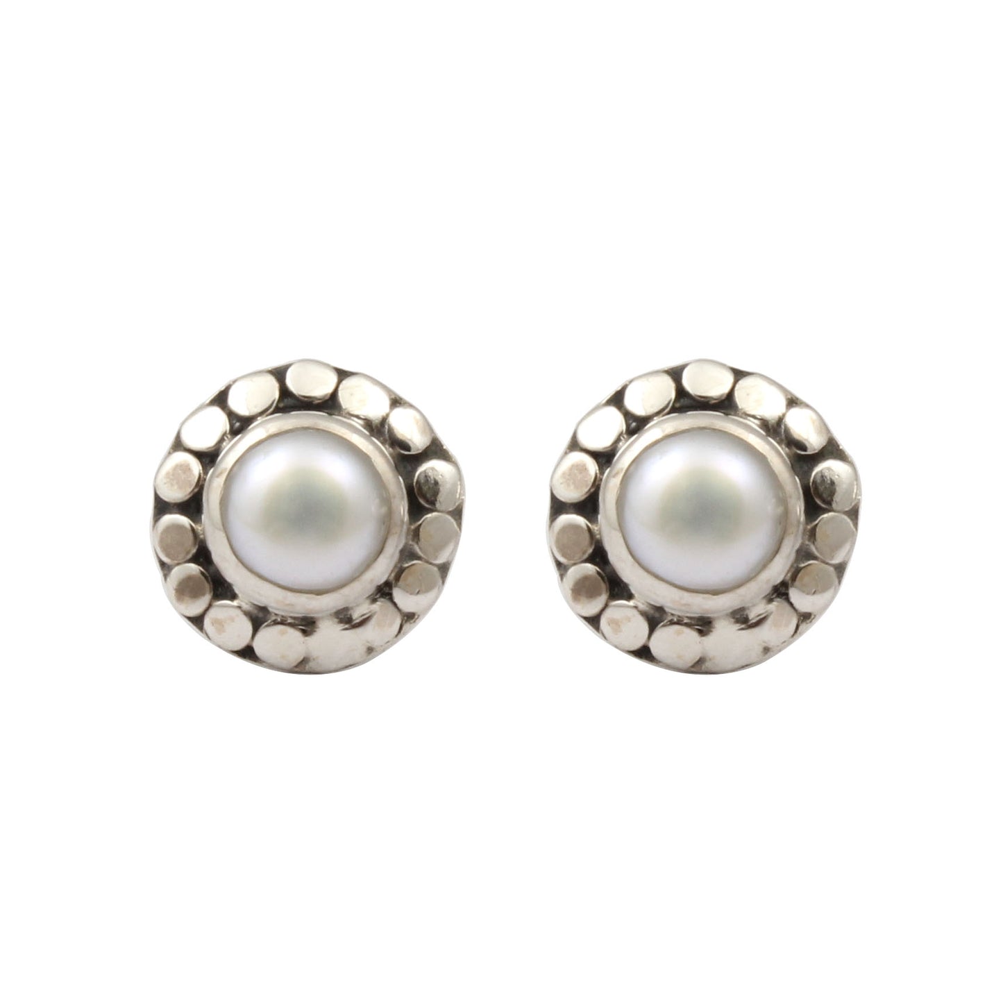 Freshwater Pearl Stud Earrings Boho 925 Sterling Silver Handmade Studs Jewelry