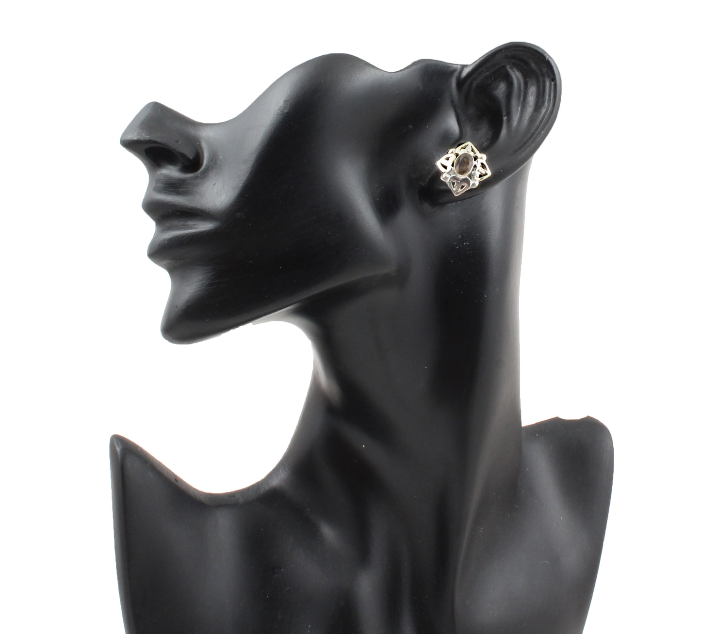 Smoky Quartz Stud Handmade 925 Sterling Silver Gemstone Earrings