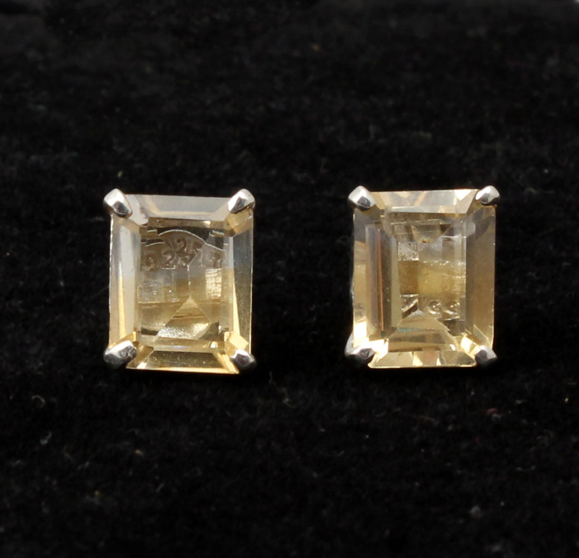 Citrine Stud Prong Setting Earrings 925 Sterling Silver Handmade Jewelry