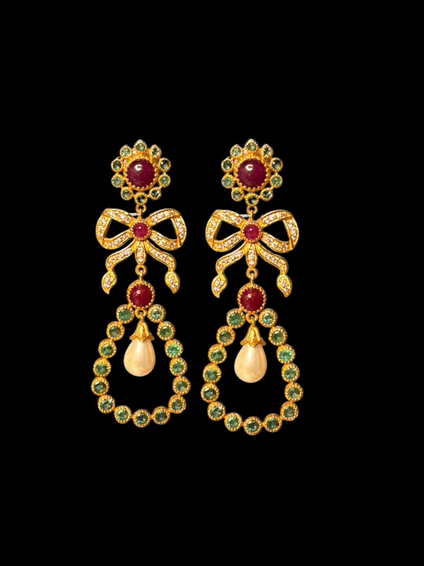 antique bow danglers earring