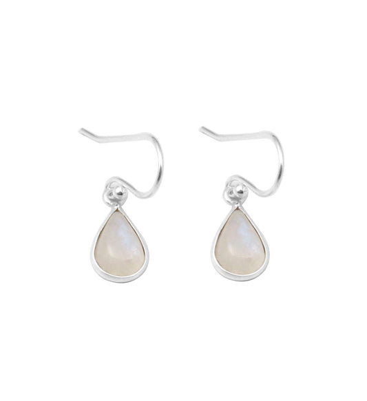 Rainbow Moonstone Pear Shape Earrings with 925 Sterling Silver French Ear Wire Elegant Handmade Women Jewelry