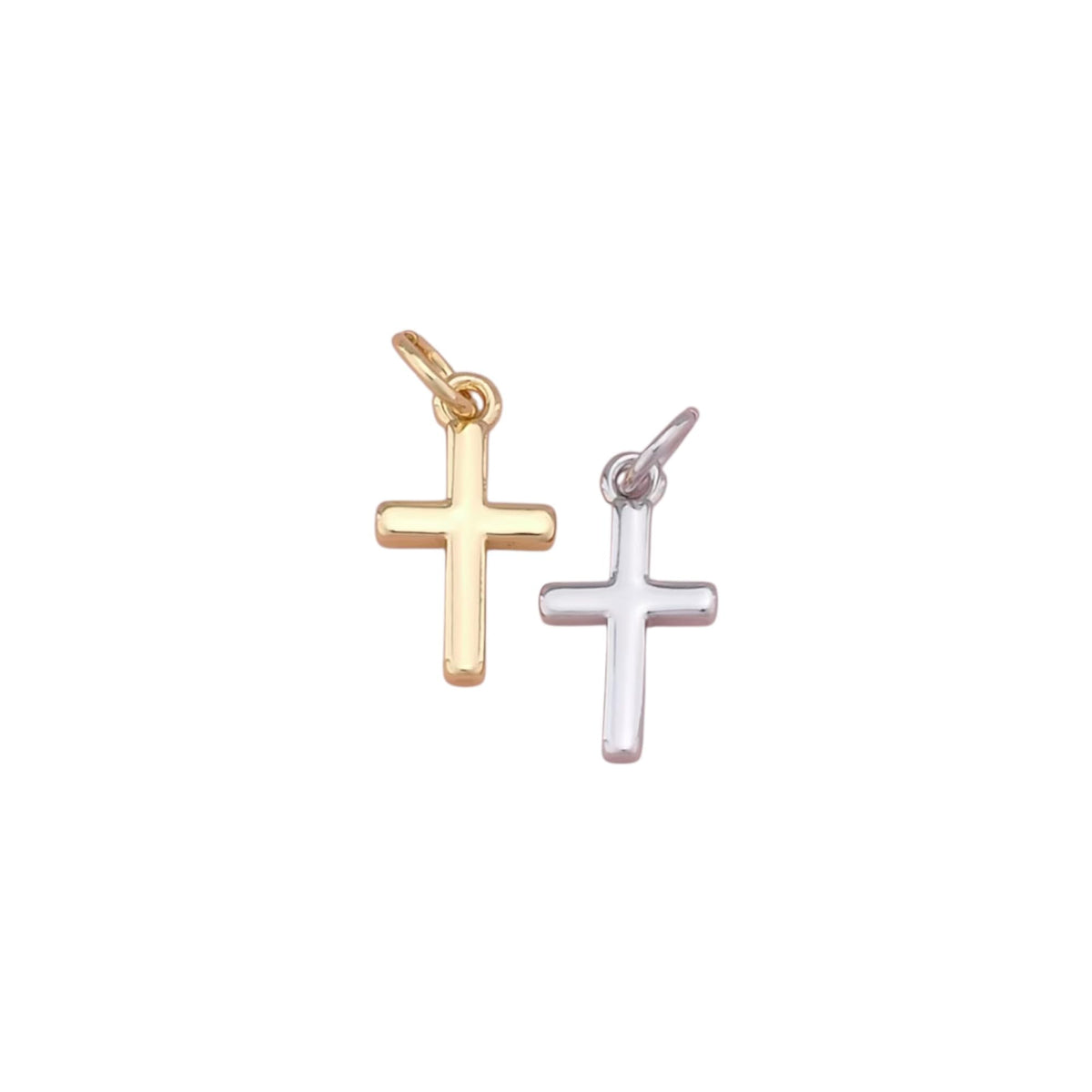 Tiny Cross Pendant 925 Sterling Silver Religious Charm Necklace Handmade Cross Pendant (Yellow Gold Plated Sterling Silver)