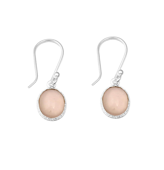 Natural Rose Quartz Earrings in 925 Sterling Silver Handmade Designer Bezel Oval Shape Gemstone Jewelry