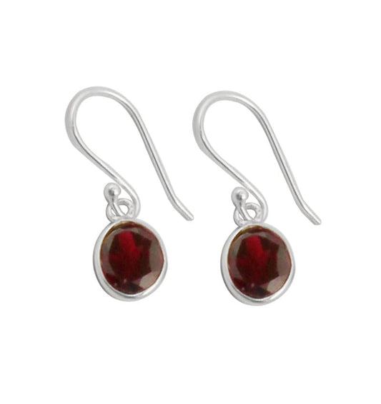 Red Garnet 925 Sterling Silver Earrings Handmade Dangle Faceted Gemstone Lightweight Earrings