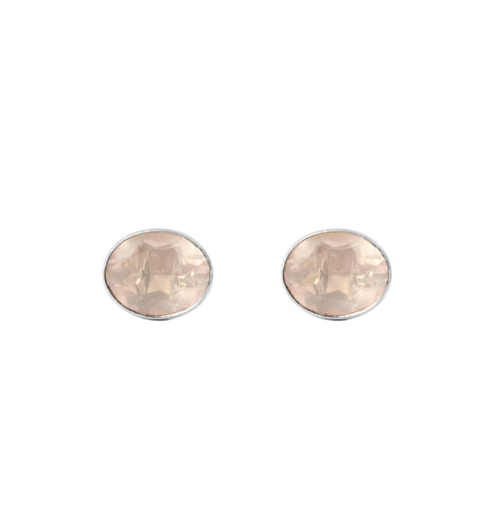 Rose Quartz Studs Earrings Bezel Set 925 Sterling Silver Earrings Faceted Gemstone Stud For Women Gift For Her Birthstone Earrings