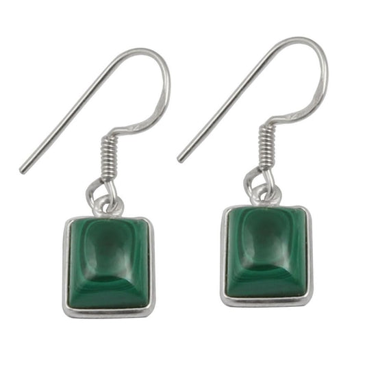 Malachite 925 Sterling Silver Earrings Lightweight Minimalist Gemstone Dangle Jewelry Gift For Women's