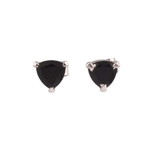 Trillion Shape Black Onyx Earrings Handmade Prong Setting Tiny Lightweight 925 Sterling Silver Stud Earrngs Jewelry