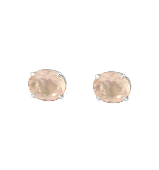 Rose Quartz Studs Earrings Prong Set 925 Sterling Silver Earrings Gemstone Stud For Women Gift For Her Minimalist Earring