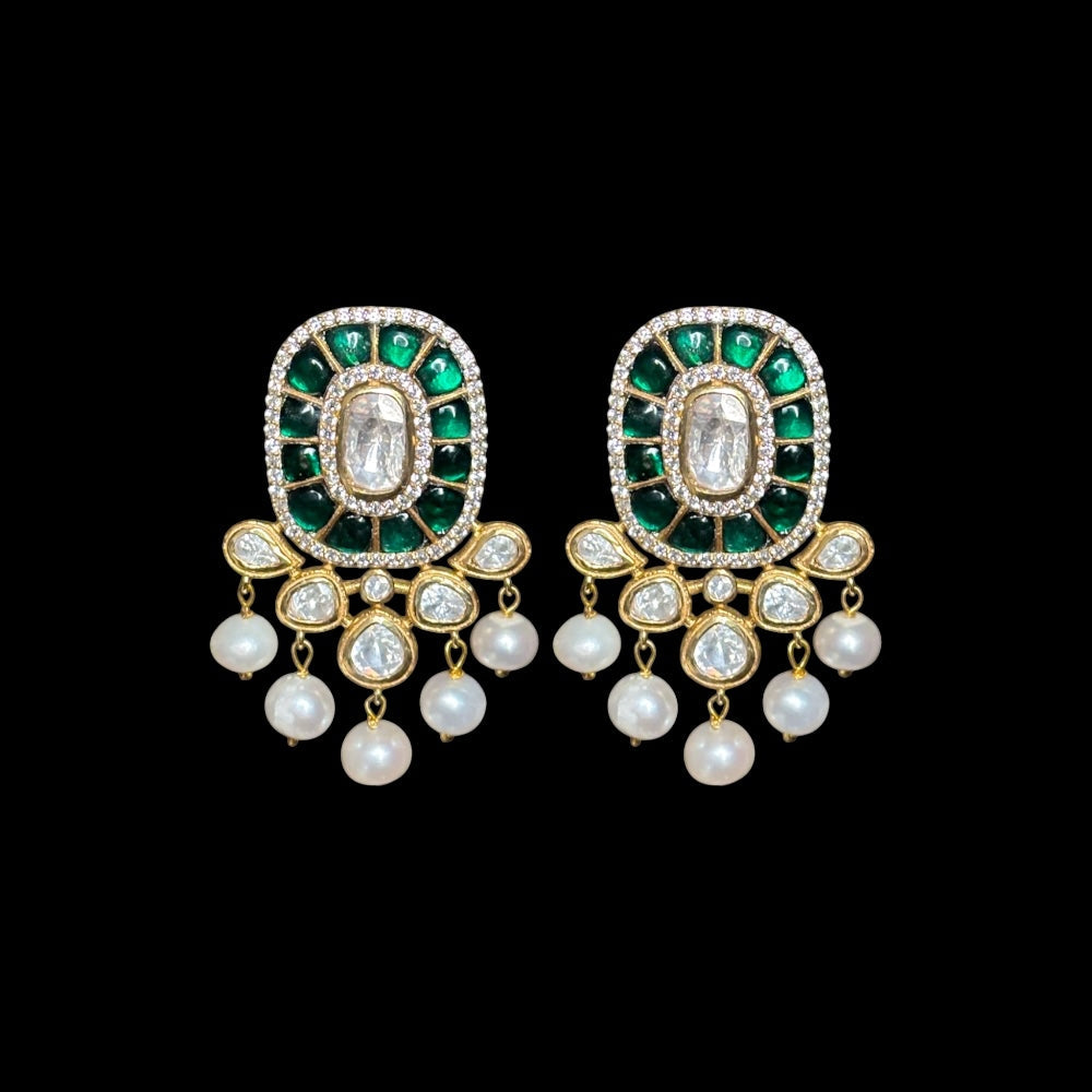 traditional green pearl earrings
