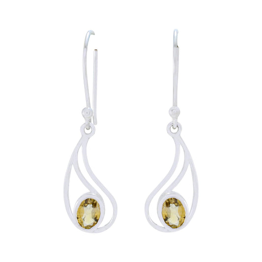 Multi Birthstone Solitaire Dangle Earrings Handmade 925 Sterling Silver Earrings (Citrine)