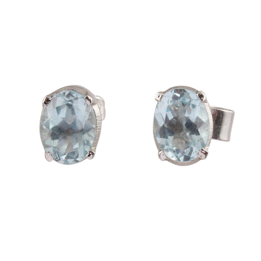 Blue Topaz Stud Earrings 925 Sterling Silver December Birthstone Jewelry Tiny Handmade Jewelry Birthday Gift for Her