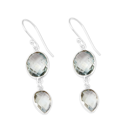 Natural Blue Topaz Earrings Handmade 925 Sterling Silver Checker Cut Gemstone Gift for Her Dangle Drop Earring