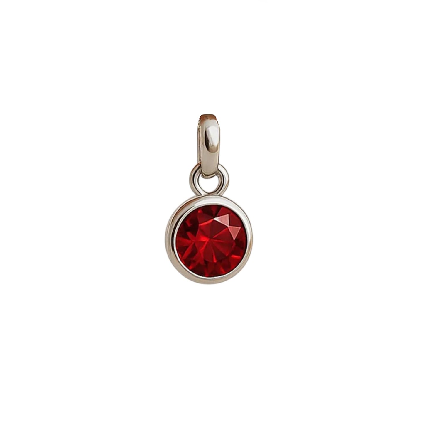 925 Sterling Silver Minimalist Red Garnet Pendant January Birthstone Round Stone Pendant
