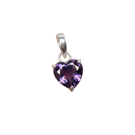 Amethyst Heart Pendant 925 Sterling Silver February Birthstone Handmade Prong Setting Pendant