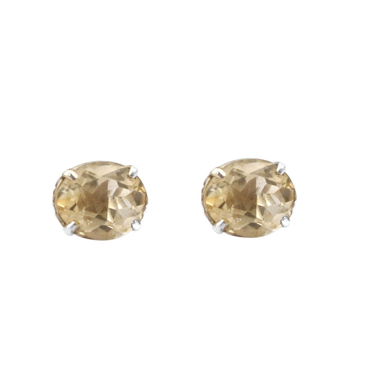 Natural Citrine Stud Earrings November Birthstone 925 Sterling Silver Handmade Gemstone Earrings
